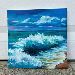 paintings on canvas original «The power of the sea”10x10, oil on canvas